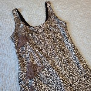 Guess Cocktail Dress Front Ruffle Foil Detail Sz 7